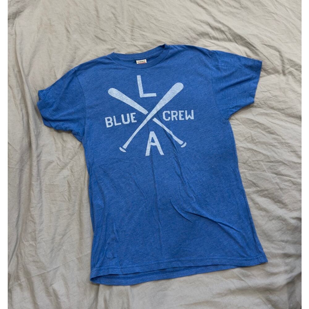LA BLUE CREW Homage Blue Baseball Vintage T-shirt